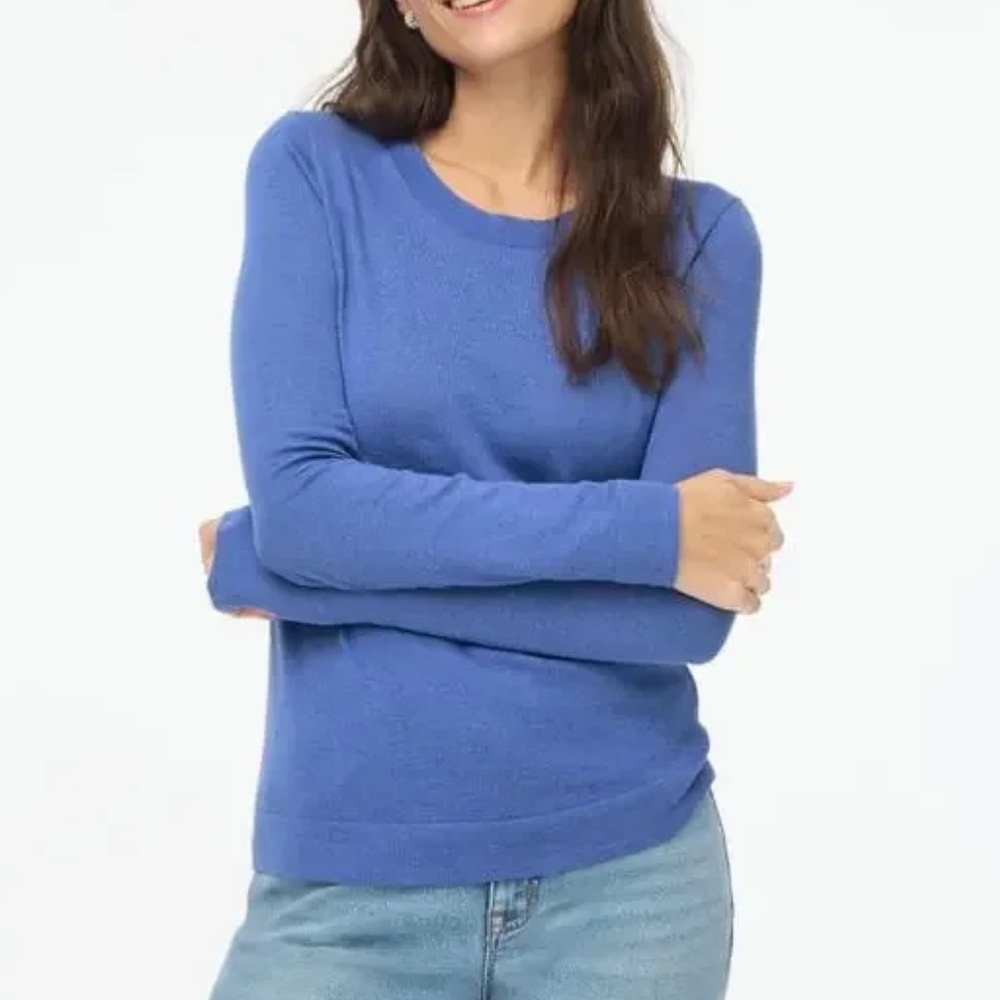 J.Crew Cotton Teddie Sweater WMNS XXS Blue Crew Neck Long Sleeve Regular Fit